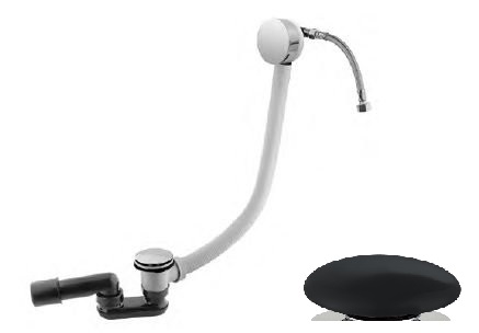 Слив-перелив для ванны Cezares CZR-B-STW (с наполнением ванны через перелив, донный клапан с системой Клик-клак, черный матовый)