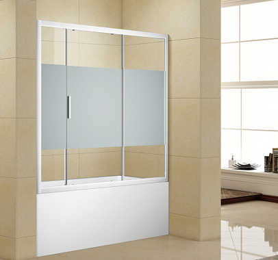 Шторка на ванну Aquanet Practic (155 см, прямоугольная, прозрачное стекло/шелкография)
