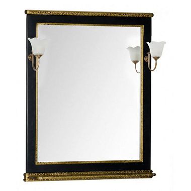 Зеркало Aquanet Амелия (80 см, черный краколет/золото)