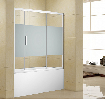 Шторка на ванну Aquanet Practic (180 см, прямоугольная, с боковой стенкой 70 см, прозрачное стекло/шелкография)