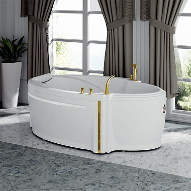 Акриловая ванна Fra Grande Ницца (190*110 см, овальная, с каркасом, с подголовником, с комплектом панелей)