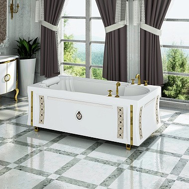 Акриловая ванна Fra Grande Анабель (170*85 см, прямоугольная, с комплектом панелей, с подголовником, с каркасом, слив-перелив бронза)