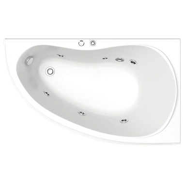 Акриловая ванна Bas Алегра (150*90 см, угловая ассиметричная, правая, с гидромассажем, с каркасом, со сливом-переливом)