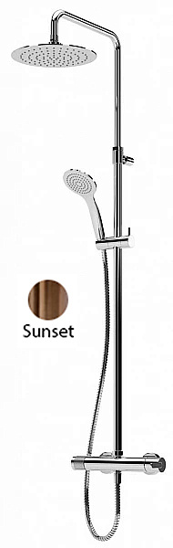 Душевая система Cezares LEAF-CDA (со смесителем, верхний душ d 23 см, ручной душ, 1 режим, Sunset)