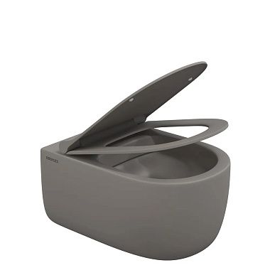 Унитаз подвесной Berges Ego XL (безободковый, сиденье дюропласт, микролифт, быстросъемное, серый матовый)
