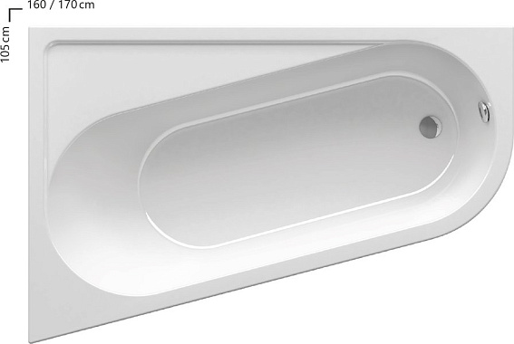 Акриловая ванна Ravak Chrome (170*105 см, левая, ассиметричная)