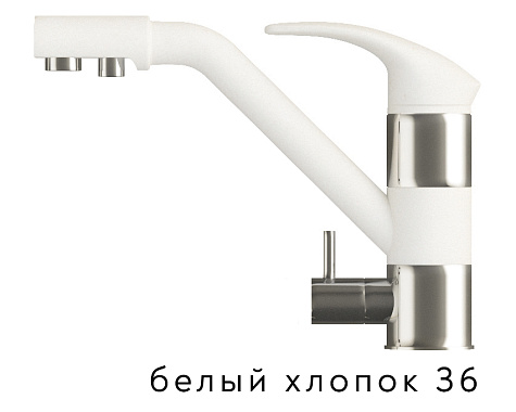 Смеситель для кухни Polygran Дуо 0207 (36, белый хлопок/хром, встроенный кран для питьевой воды)
