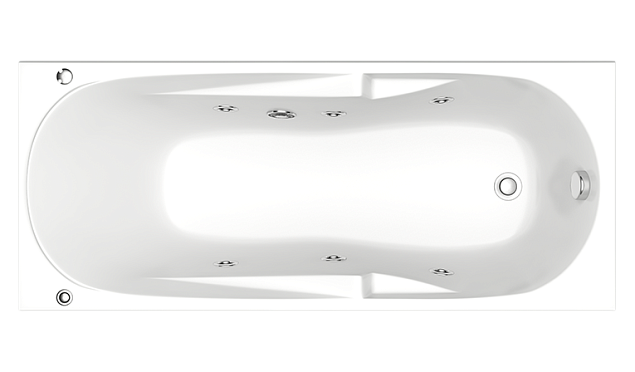 Акриловая ванна Bas Мальдива (160*70 см, прямоугольная, с гидромассажем, с каркасом, со сливом-переливом)